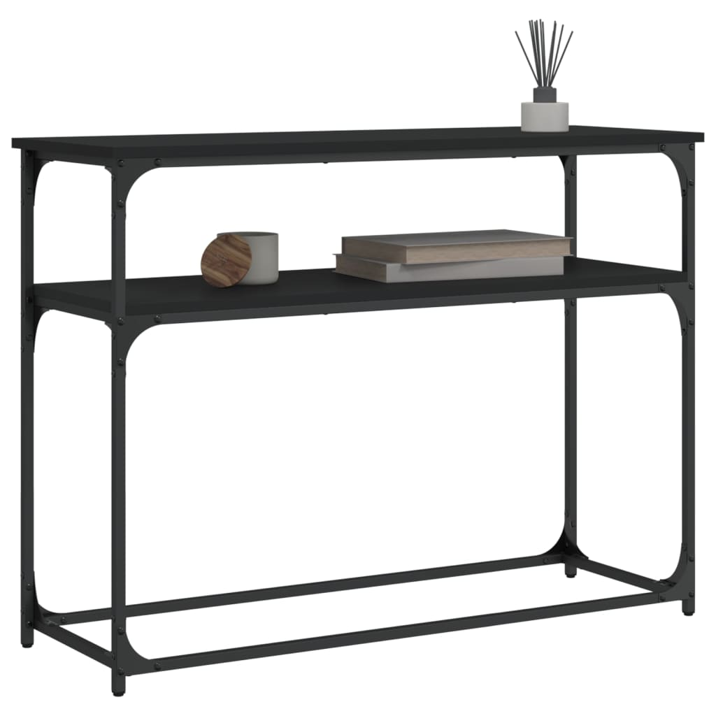 Black Console Table - Engineered Wood, 100x35.5x75 cm