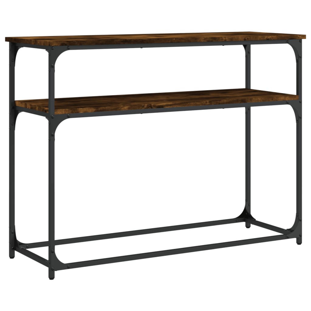 Smoked Oak Console Table - 100x35.5x75cm Engineered Wood