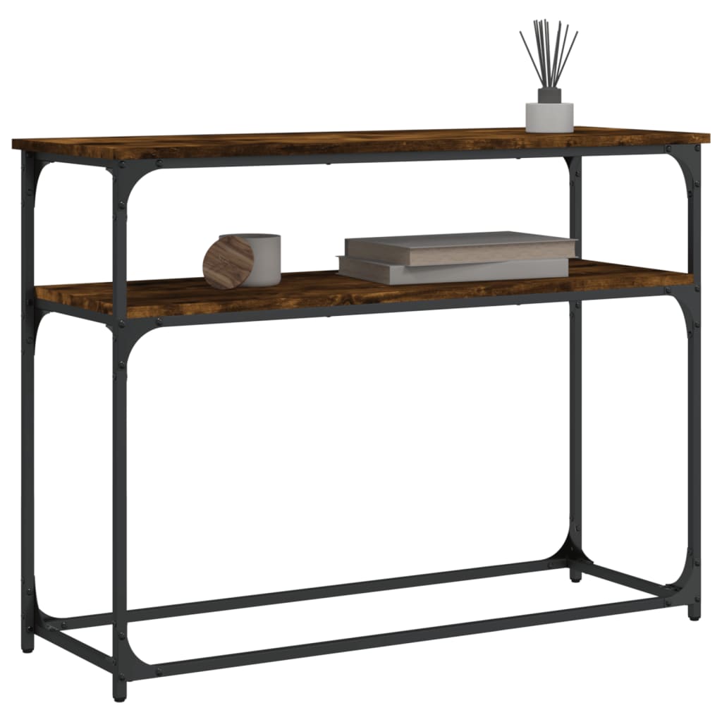 Smoked Oak Console Table - 100x35.5x75cm Engineered Wood