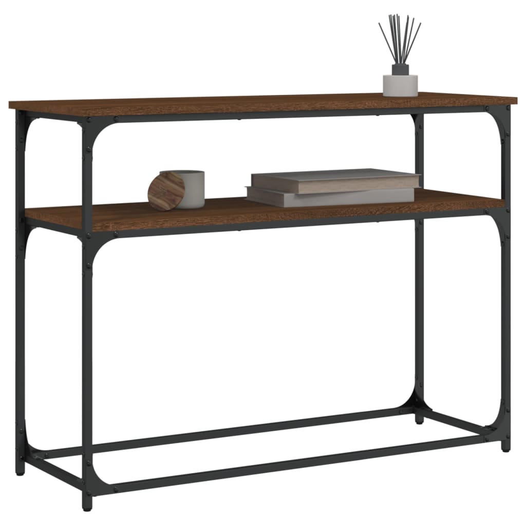 Brown Oak Console Table - Engineered Wood, 100x35.5x75 cm