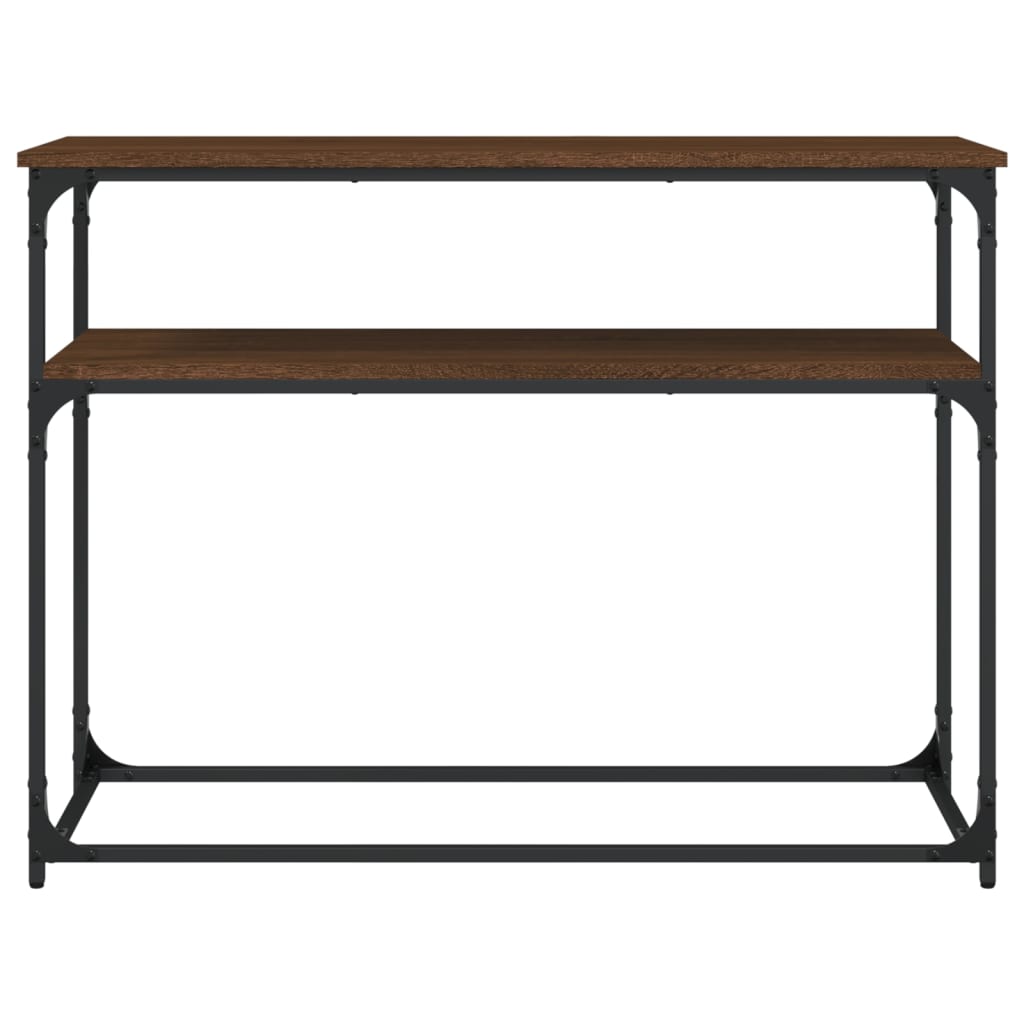 Brown Oak Console Table - Engineered Wood, 100x35.5x75 cm