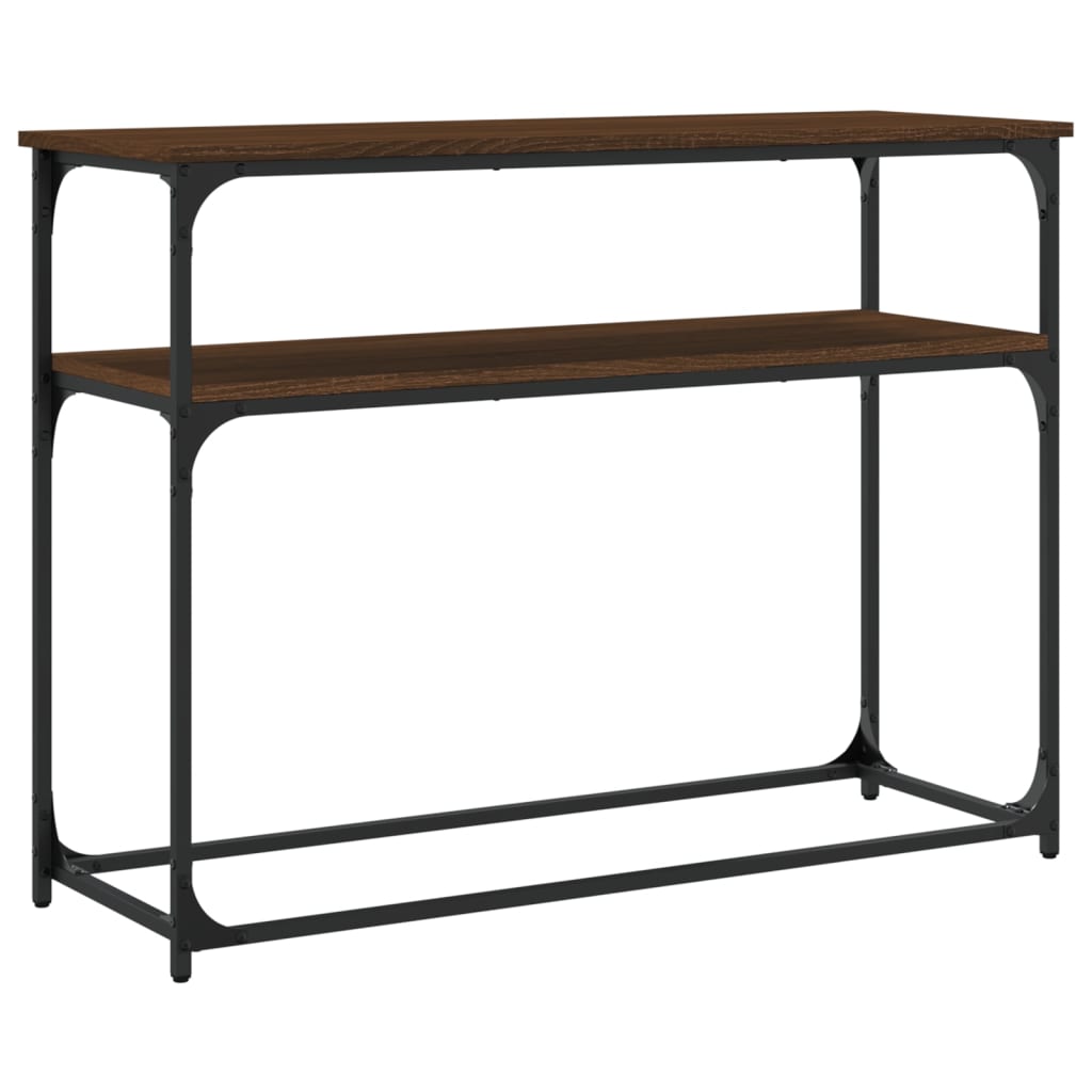 Brown Oak Console Table - Engineered Wood, 100x35.5x75 cm