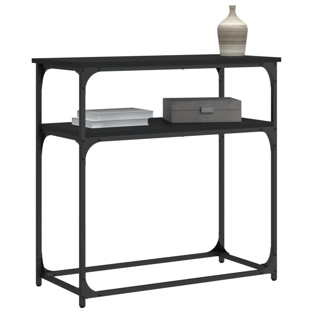 Black Engineered Wood Console Table - 75x35.5x75 cm