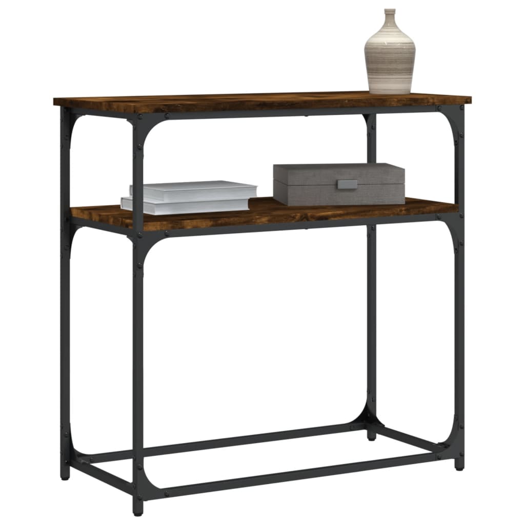 Smoked Oak Console Table - 75x35.5x75 cm - Engineered Wood