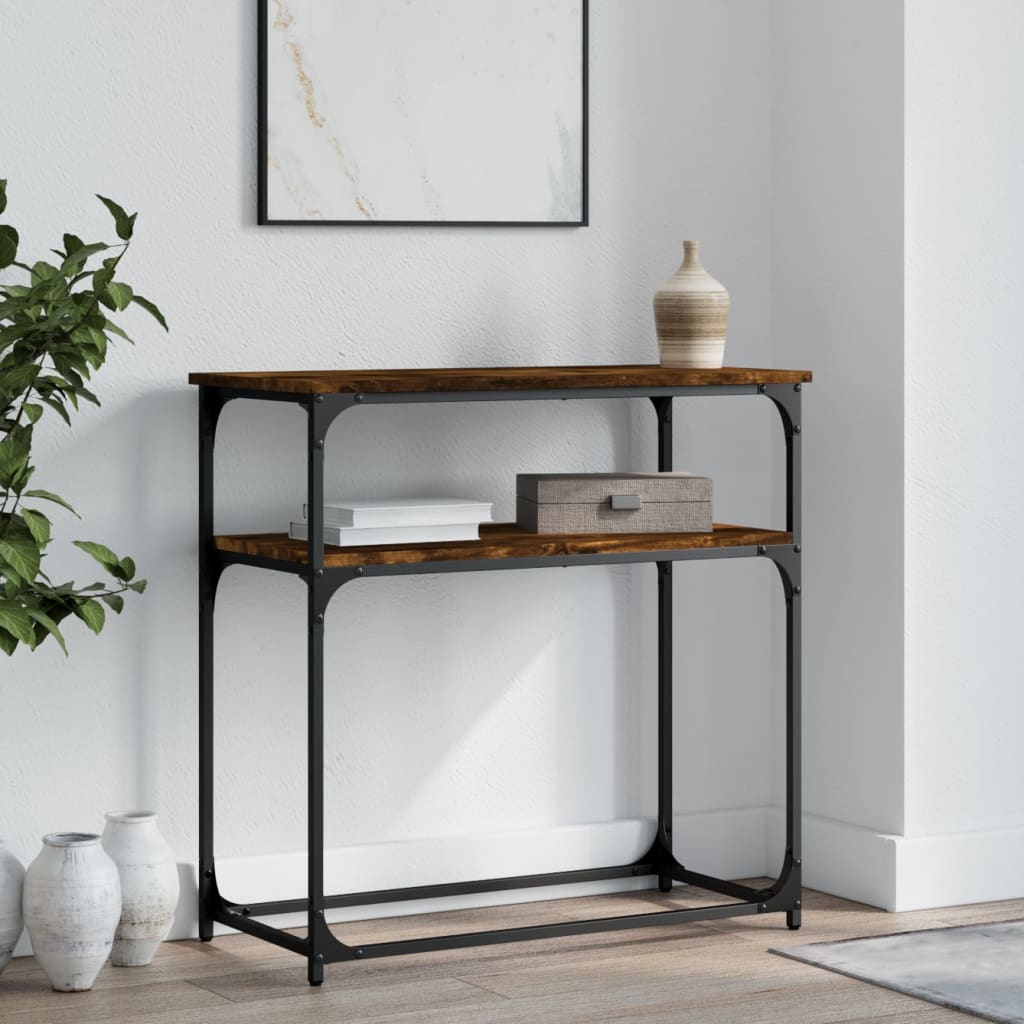 Smoked Oak Console Table - 75x35.5x75 cm - Engineered Wood