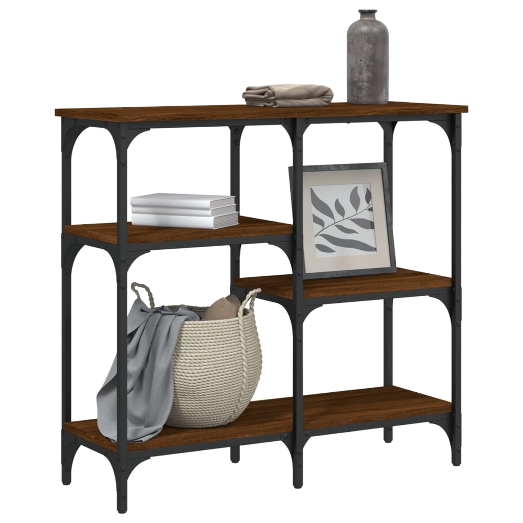 Brown Oak Engineered Wood Console Table 80x29x75 cm