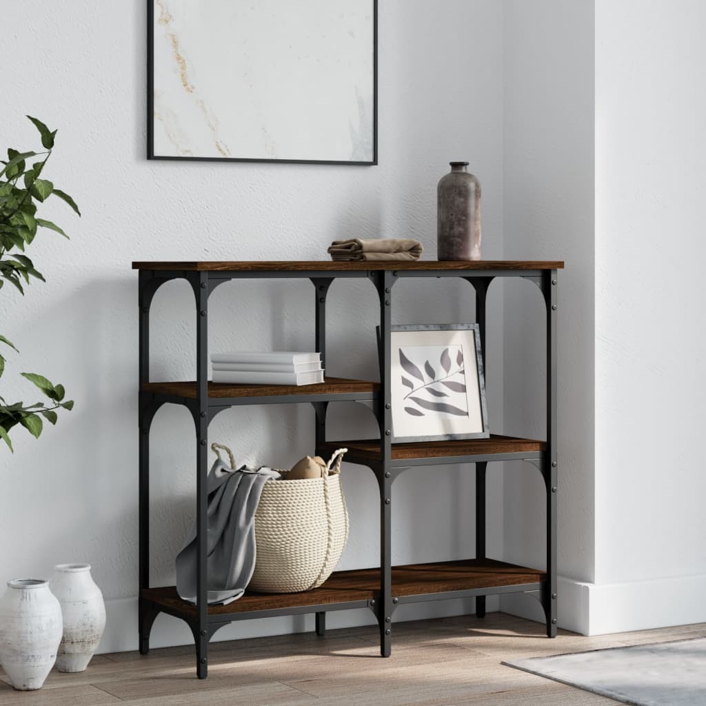 Brown Oak Engineered Wood Console Table 80x29x75 cm