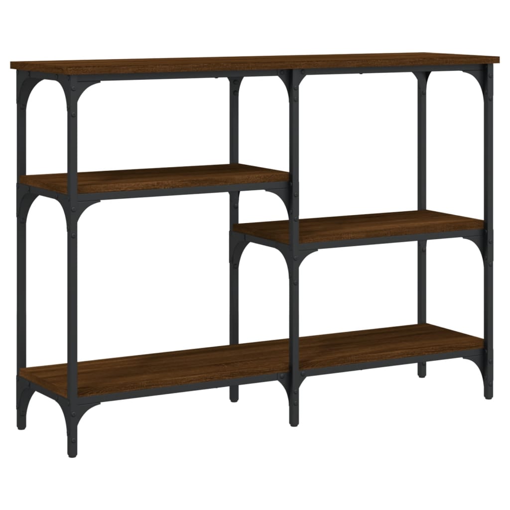 Brown Oak Console Table - Engineered Wood, 102x29x75 cm