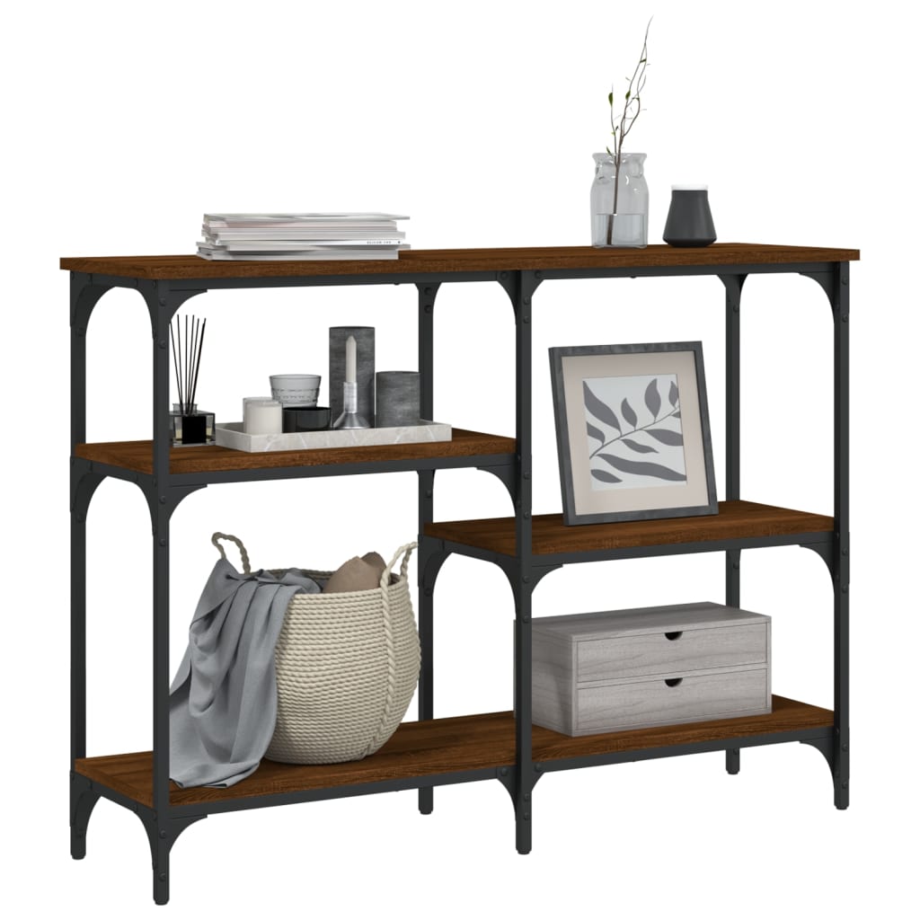 Brown Oak Console Table - Engineered Wood, 102x29x75 cm