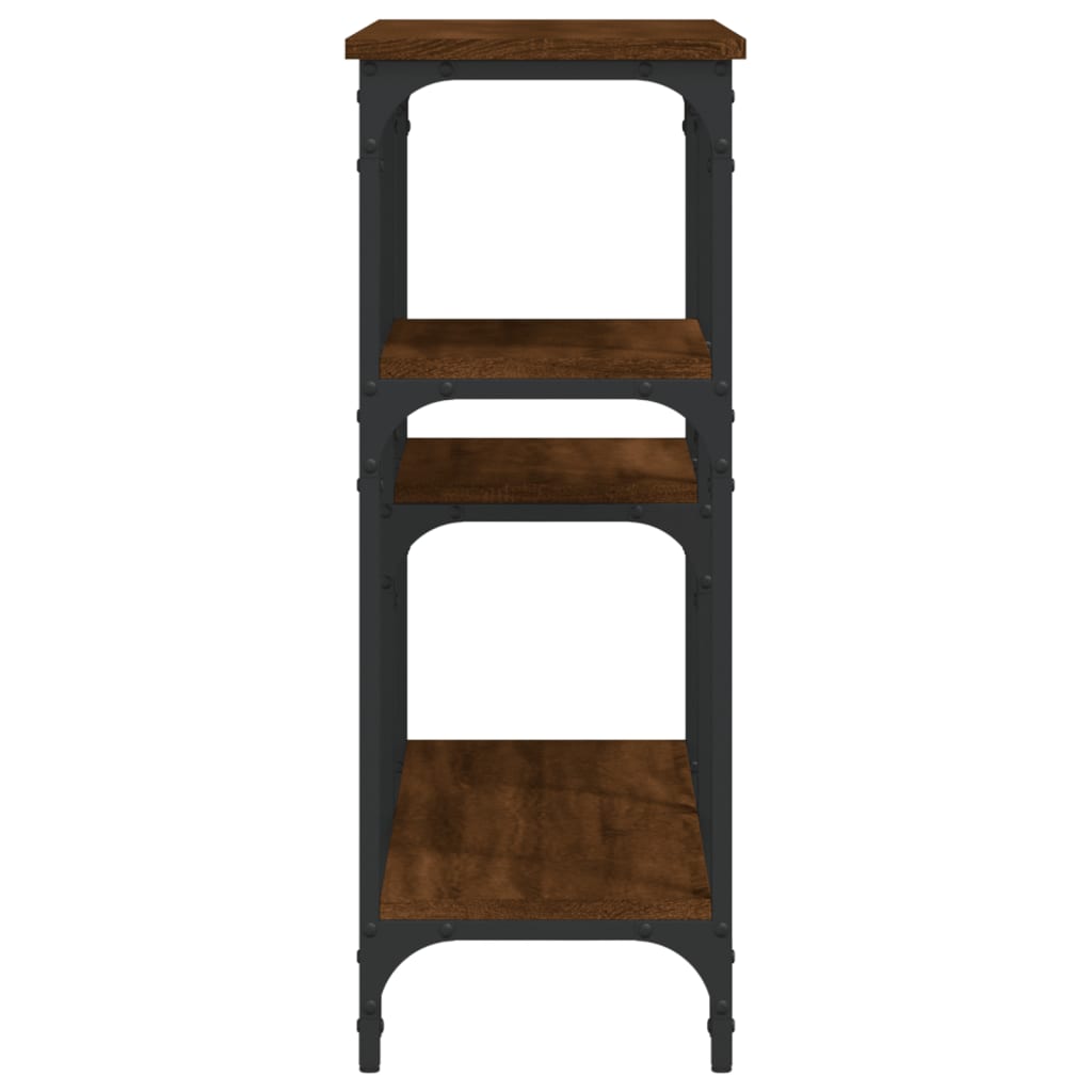 Brown Oak Console Table - Engineered Wood, 102x29x75 cm