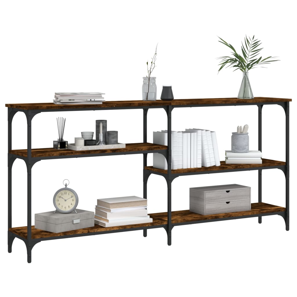 Smoked Oak Console Table - Engineered Wood, 160x29x75 cm