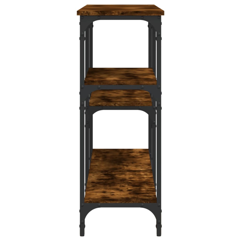 Smoked Oak Console Table - Engineered Wood, 160x29x75 cm