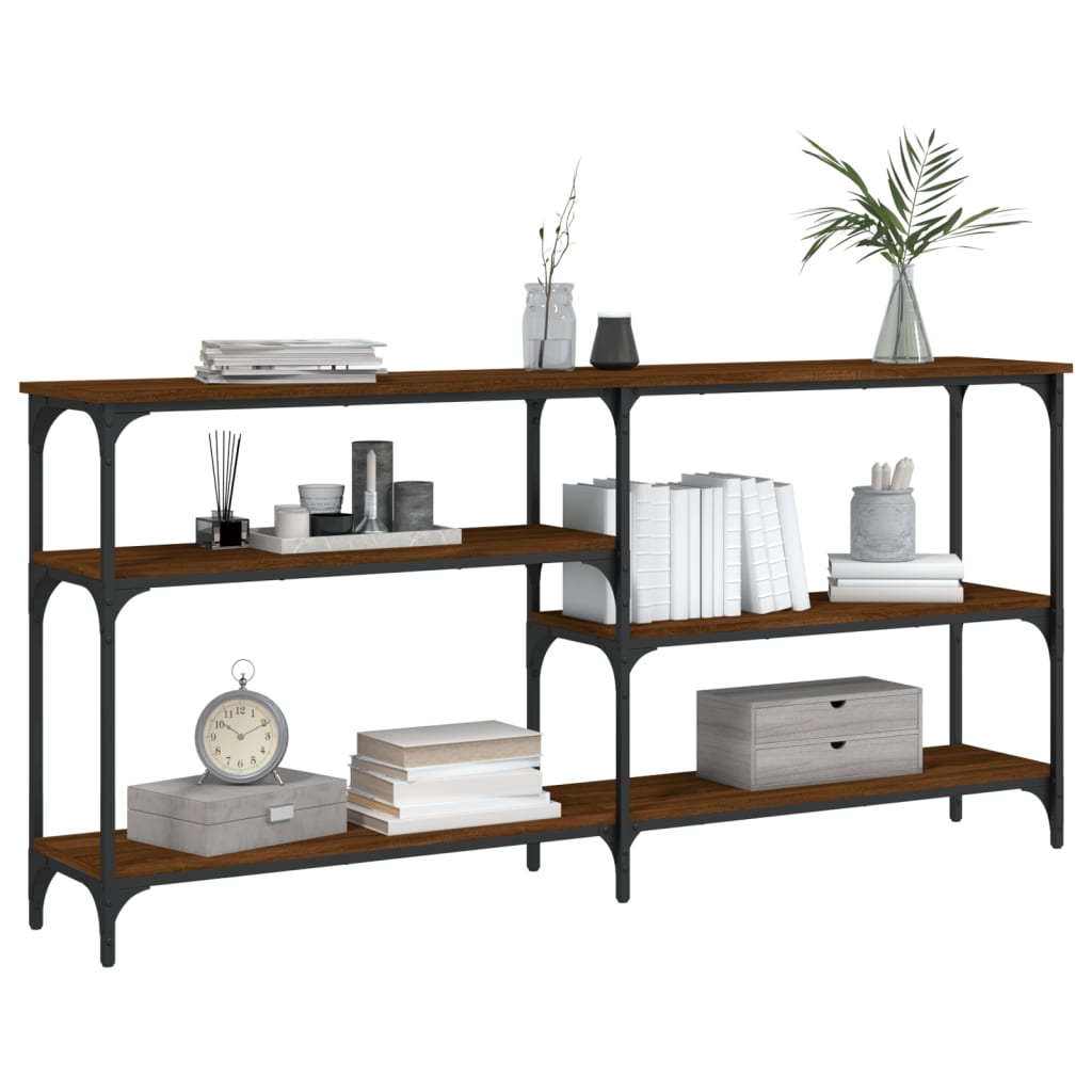 Brown Oak Console Table - 160x29x75 cm - Engineered Wood