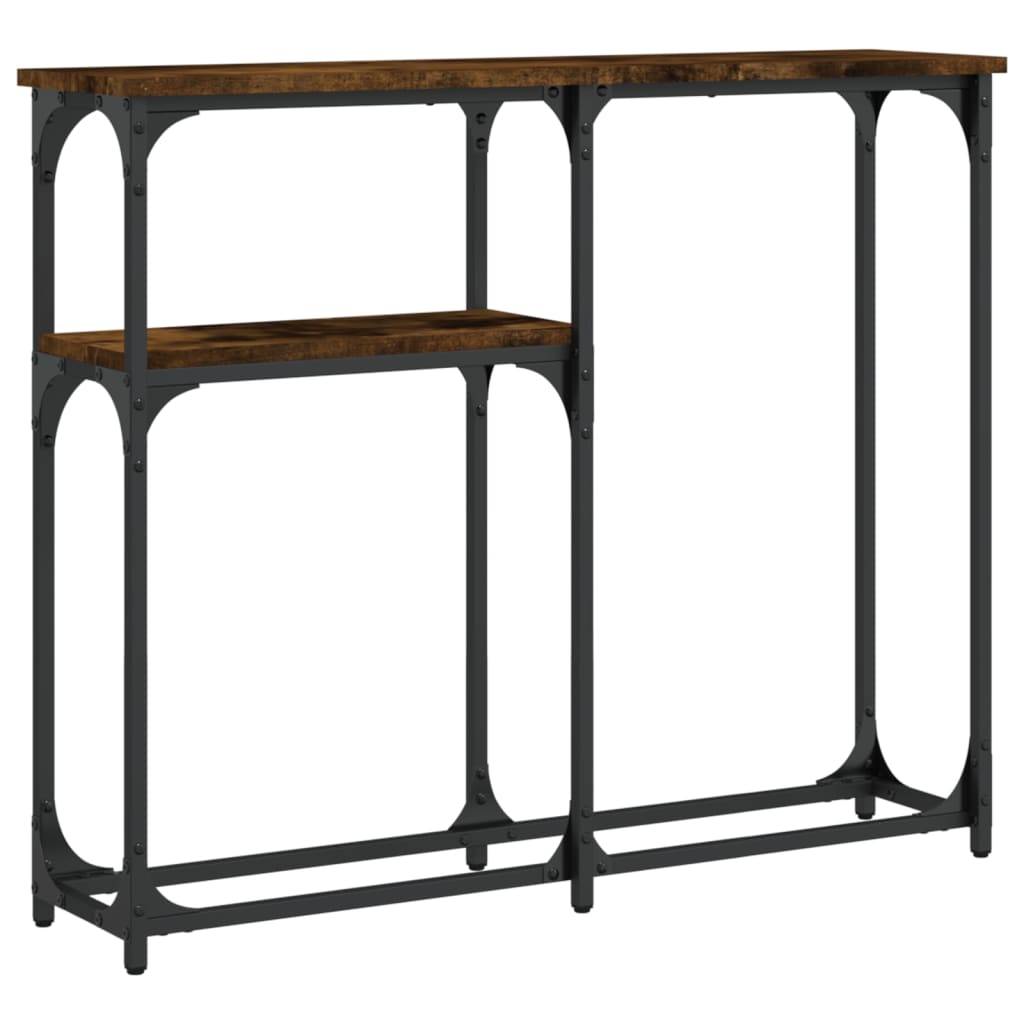 Smoked Oak Console Table - Engineered Wood, 90x22.5x75 cm