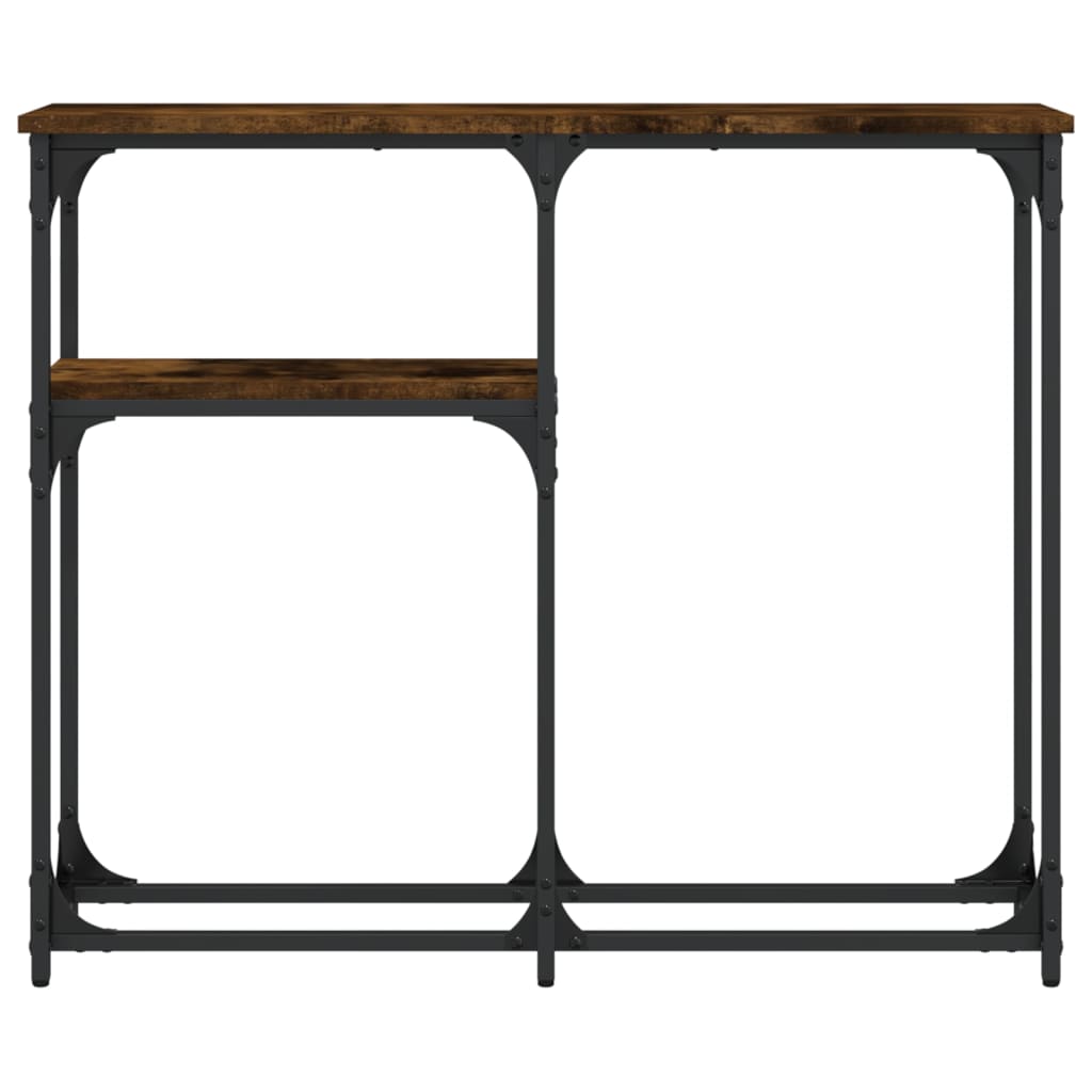 Smoked Oak Console Table - Engineered Wood, 90x22.5x75 cm