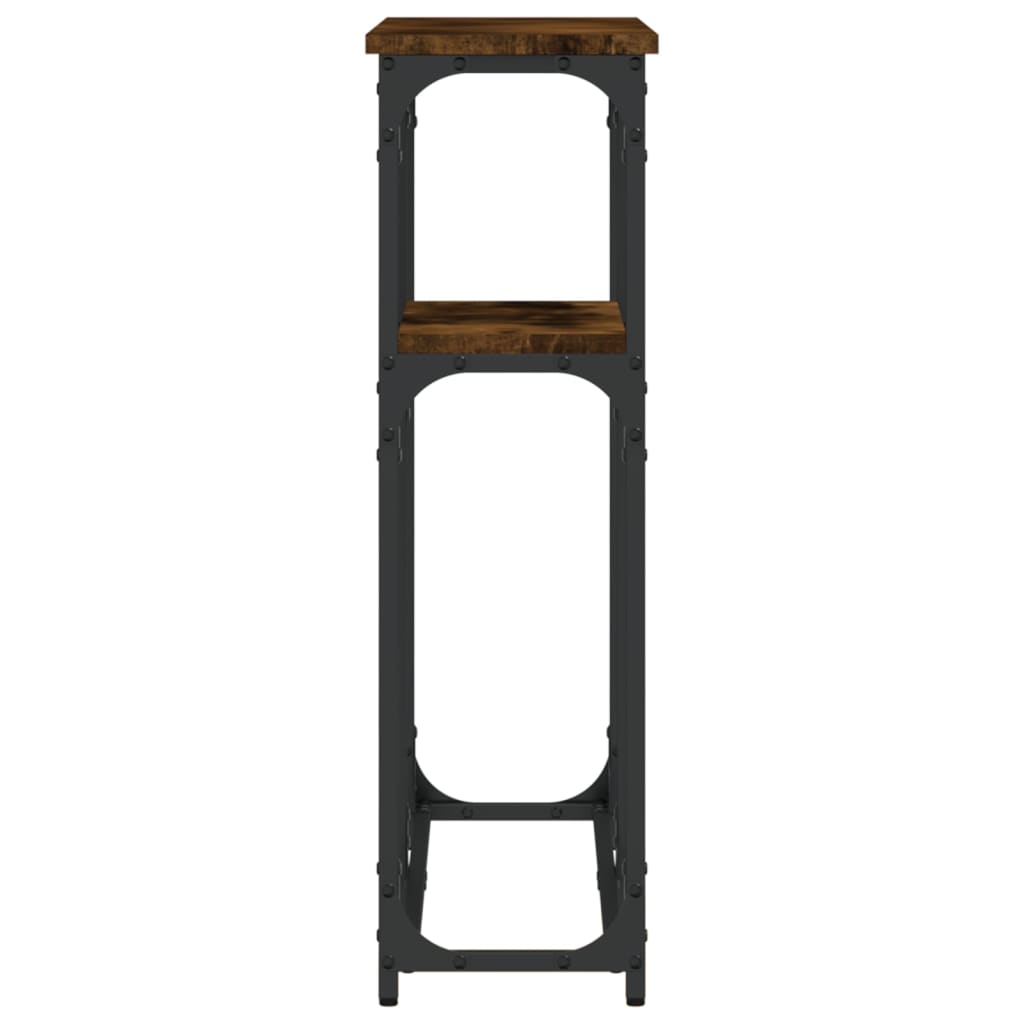 Smoked Oak Console Table - Engineered Wood, 90x22.5x75 cm