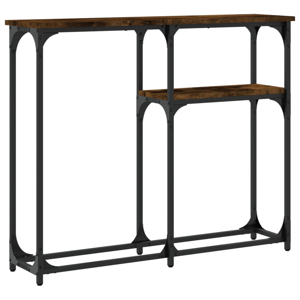 Smoked Oak Console Table - Engineered Wood, 90x22.5x75 cm