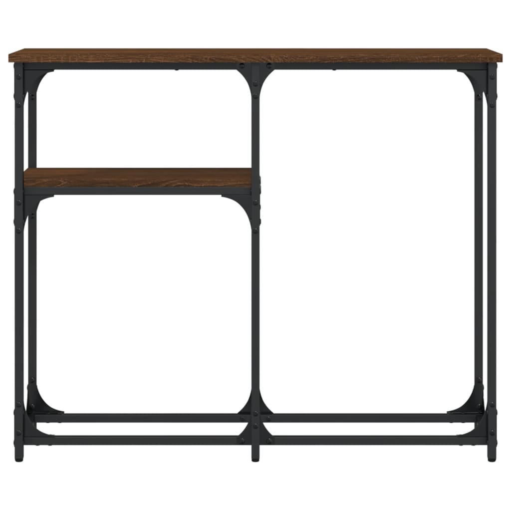 Brown Oak Engineered Wood Console Table - 90x22.5x75 cm