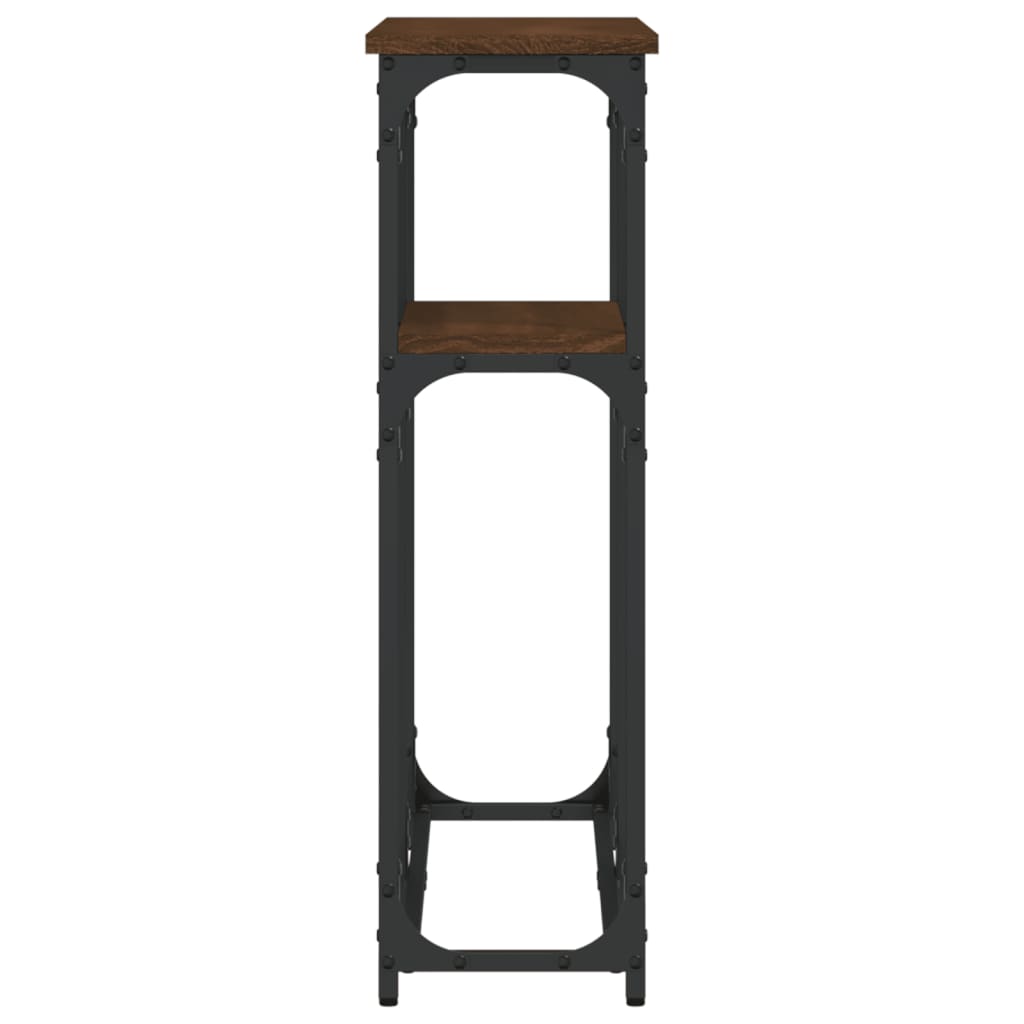 Brown Oak Engineered Wood Console Table - 90x22.5x75 cm