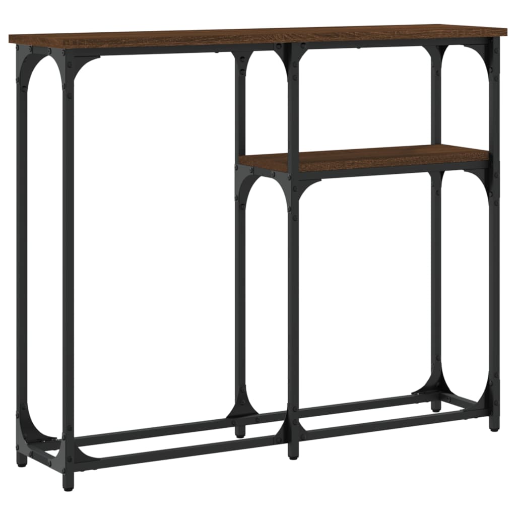 Brown Oak Engineered Wood Console Table - 90x22.5x75 cm