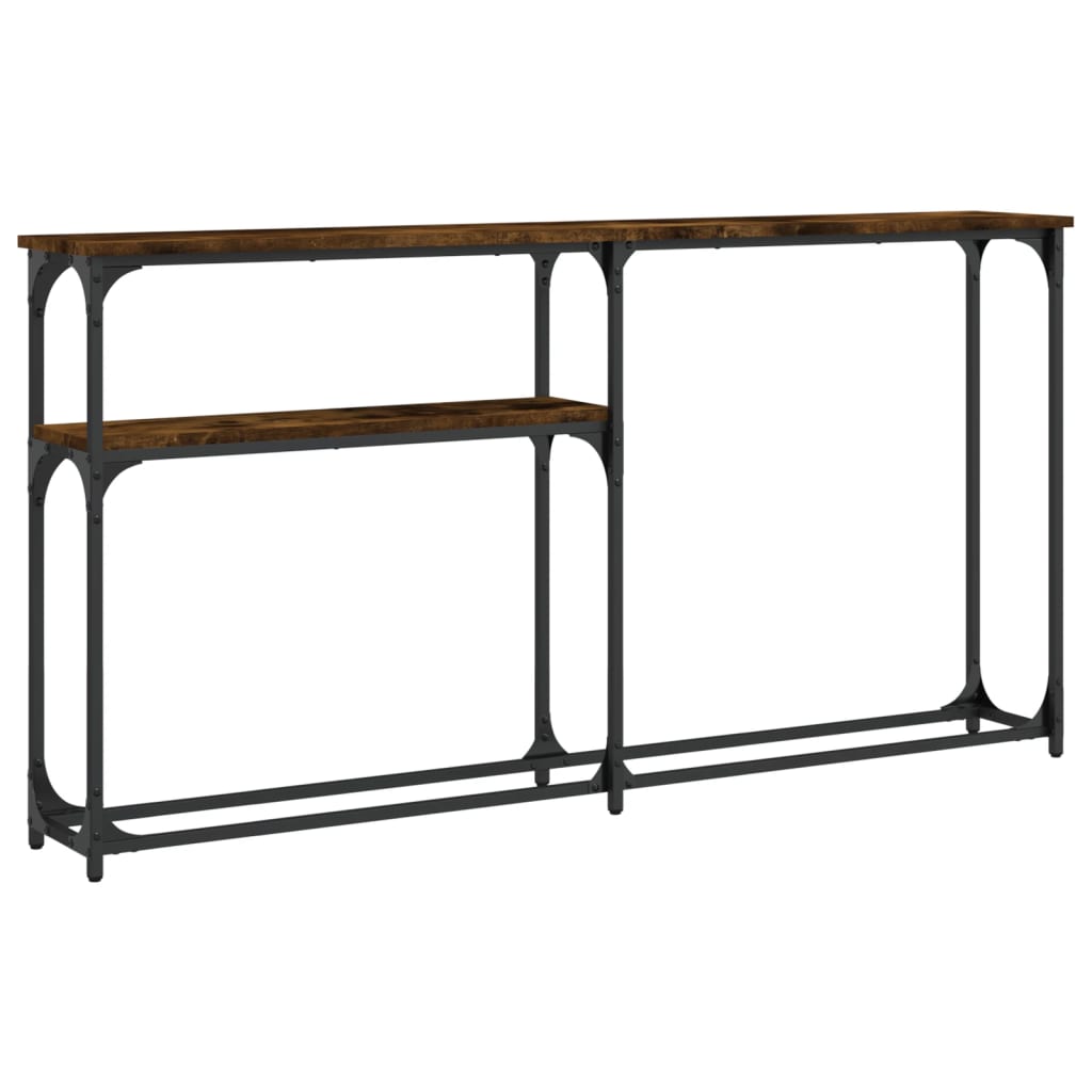 Smoked Oak Console Table - Engineered Wood, 145x22.5x75 cm
