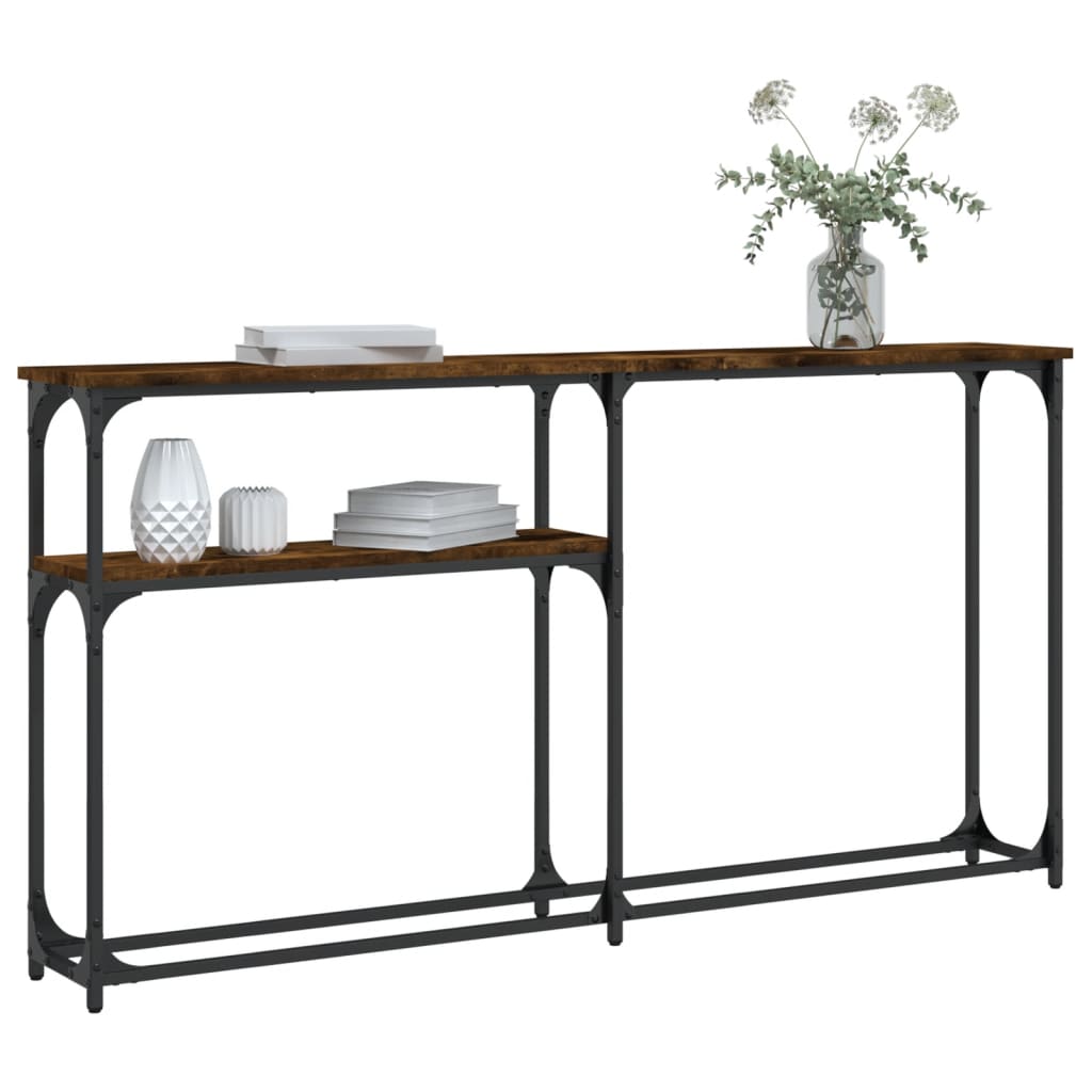 Smoked Oak Console Table - Engineered Wood, 145x22.5x75 cm