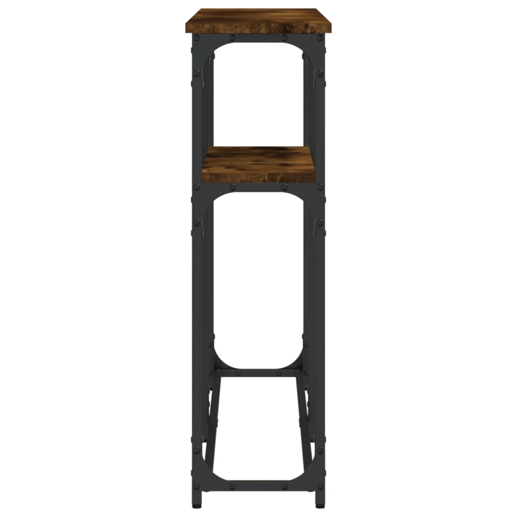 Smoked Oak Console Table - Engineered Wood, 145x22.5x75 cm