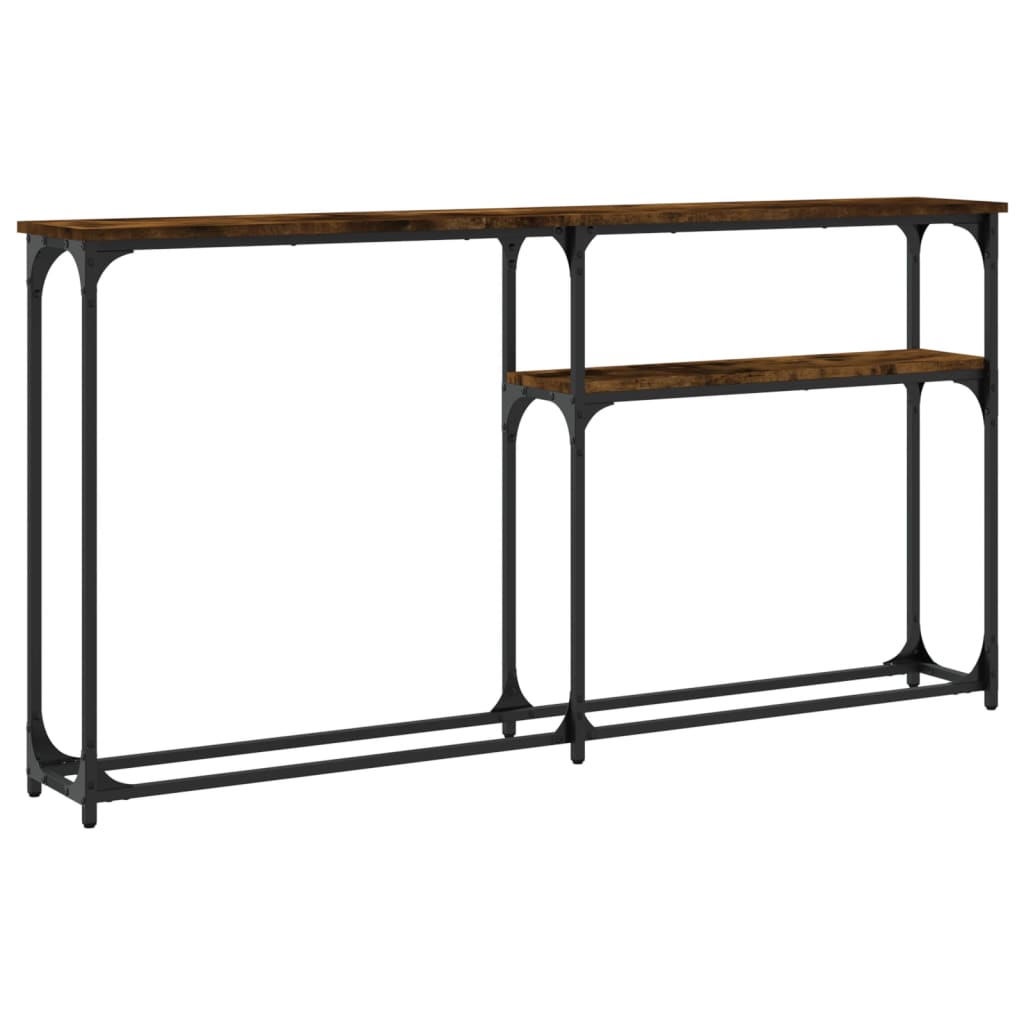 Smoked Oak Console Table - Engineered Wood, 145x22.5x75 cm