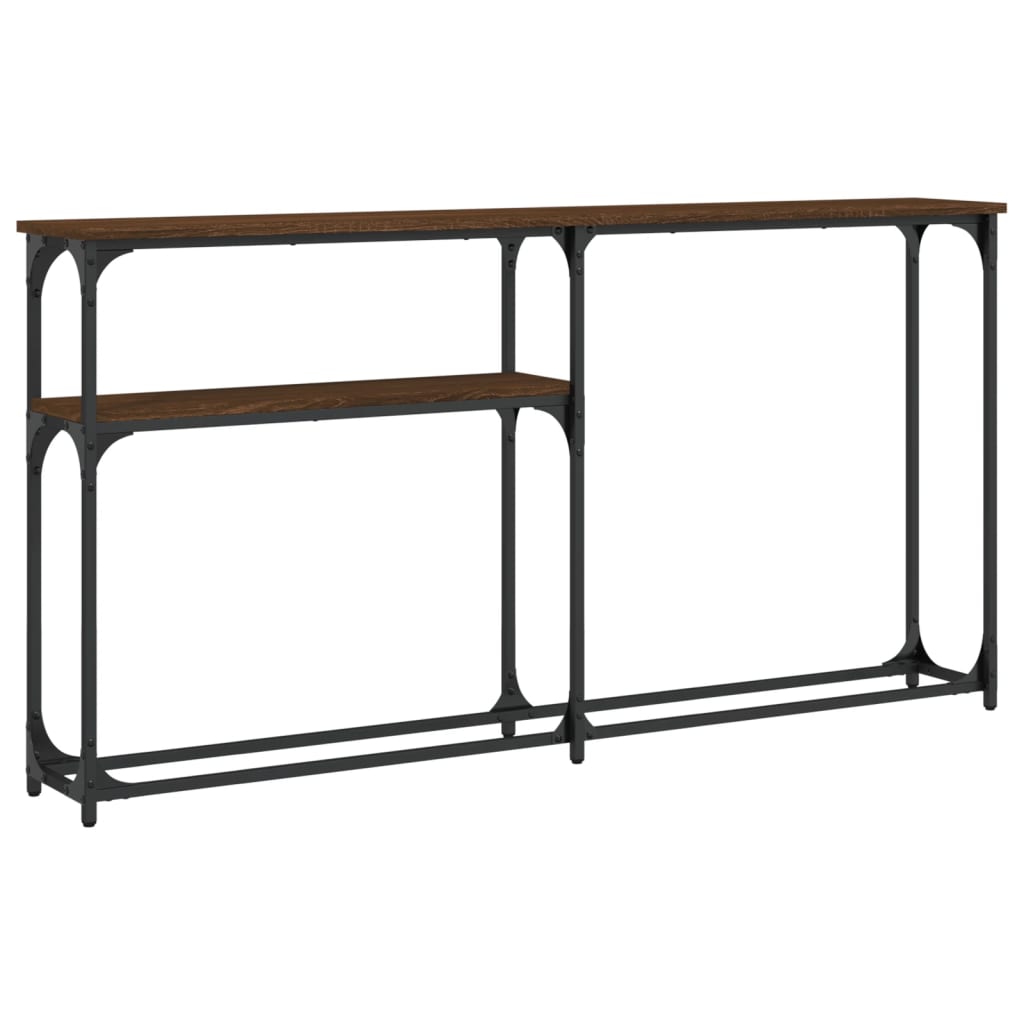Brown Oak Console Table - 145x22.5x75 cm Engineered Wood