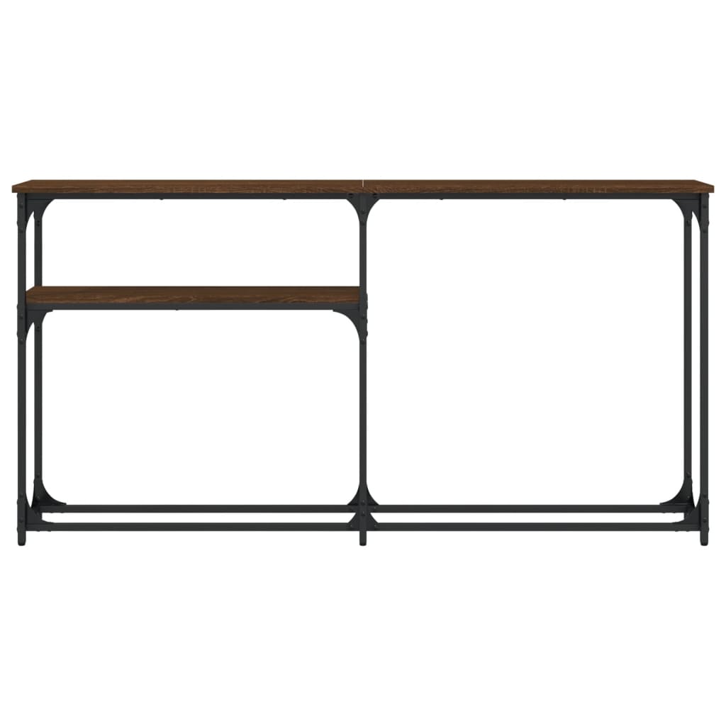Brown Oak Console Table - 145x22.5x75 cm Engineered Wood