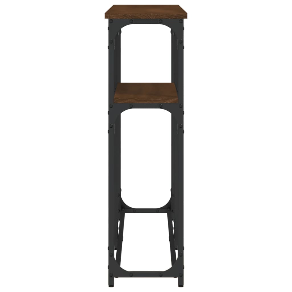 Brown Oak Console Table - 145x22.5x75 cm Engineered Wood