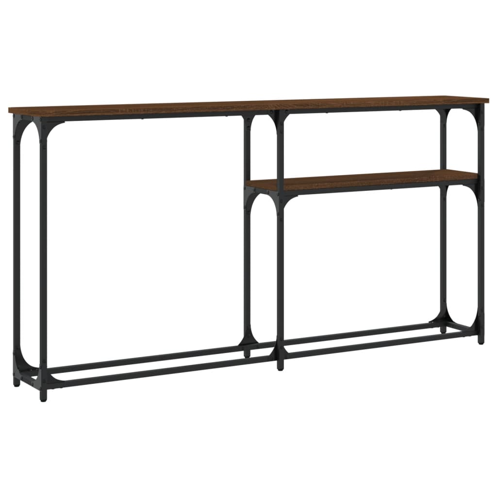 Brown Oak Console Table - 145x22.5x75 cm Engineered Wood