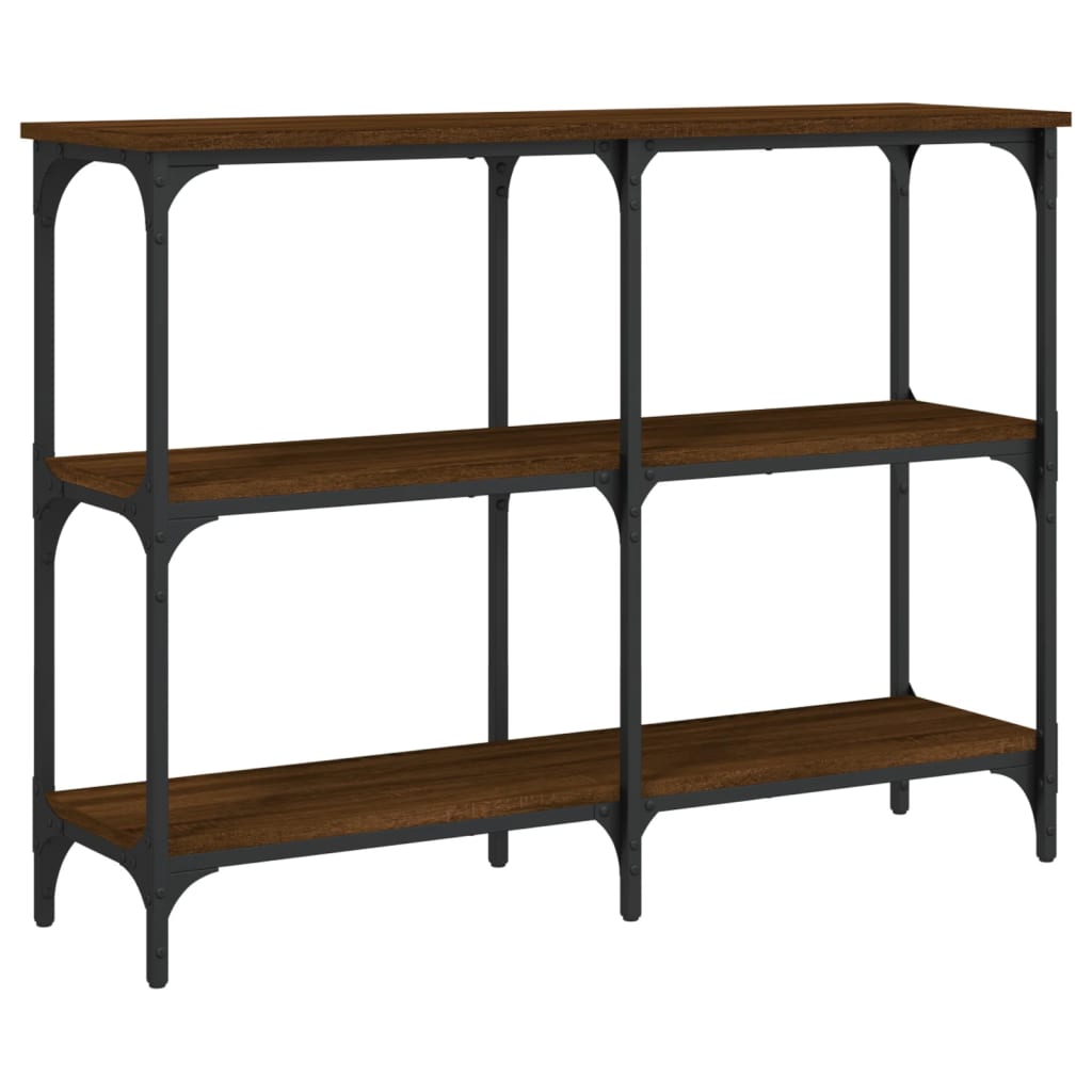 Brown Oak Engineered Wood Console Table - 100x29x75 cm