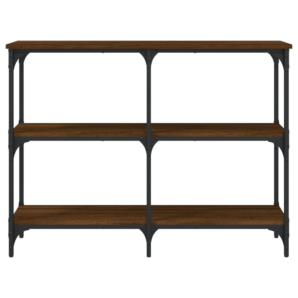 Brown Oak Engineered Wood Console Table - 100x29x75 cm