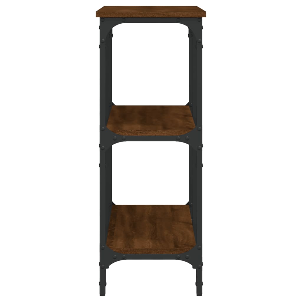 Brown Oak Engineered Wood Console Table - 100x29x75 cm