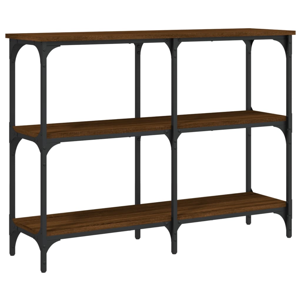 Brown Oak Engineered Wood Console Table - 100x29x75 cm