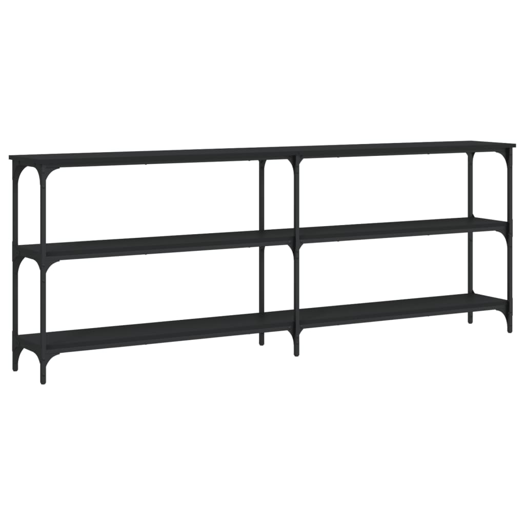Black Engineered Wood Console Table - 200x29x75 cm