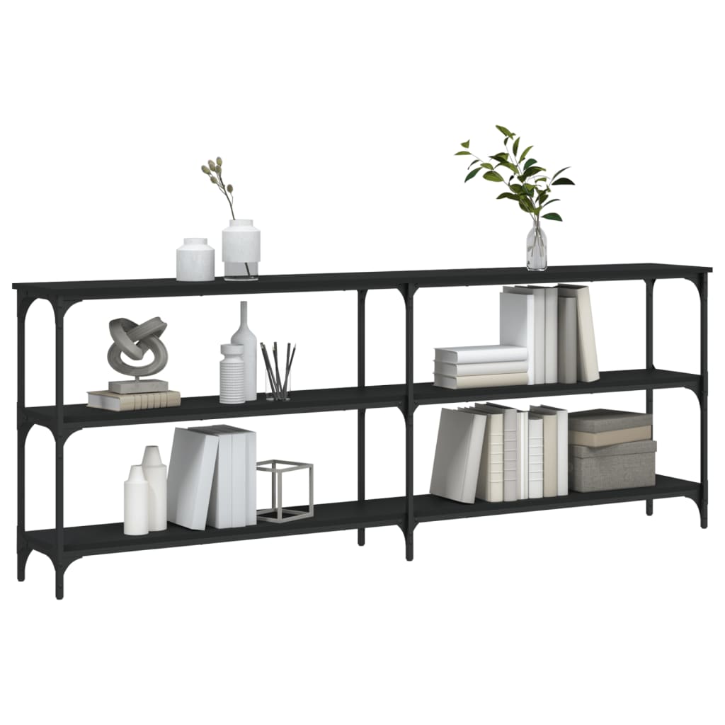 Black Engineered Wood Console Table - 200x29x75 cm