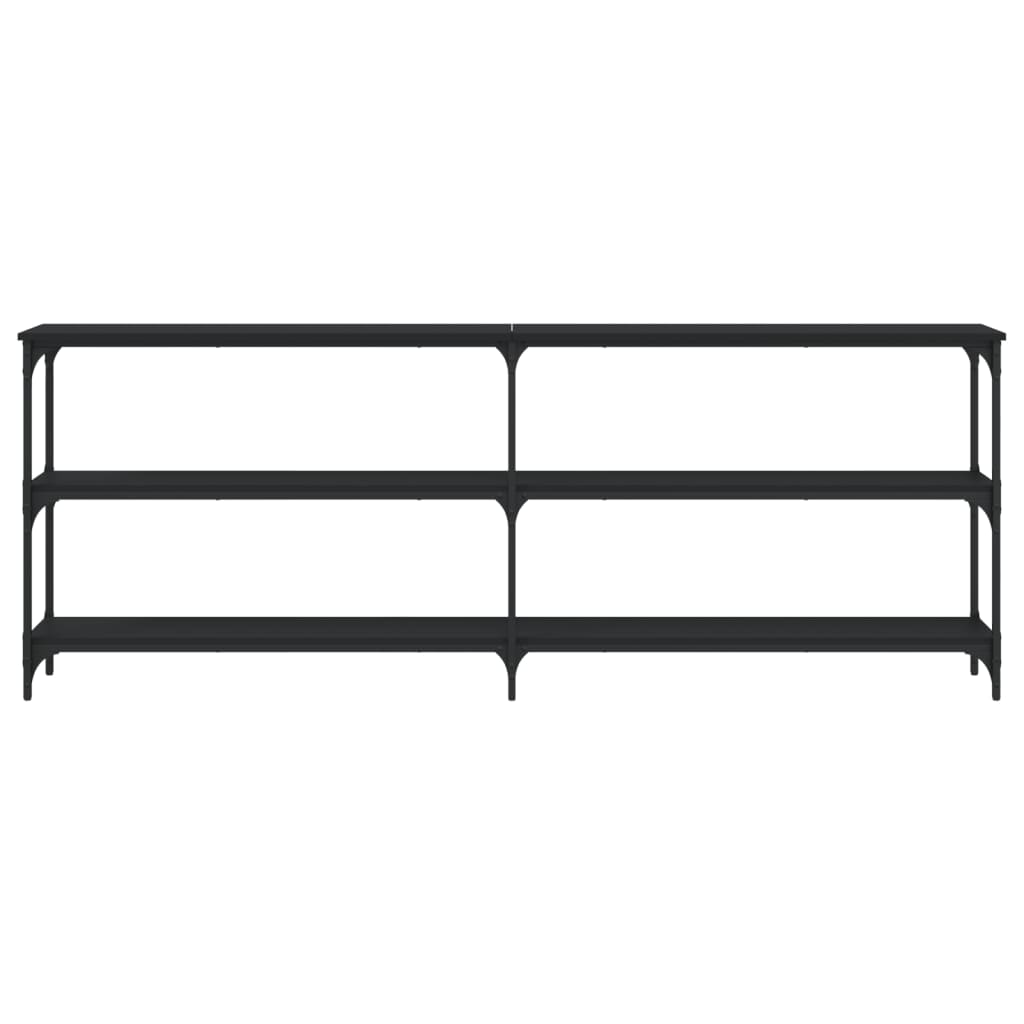 Black Engineered Wood Console Table - 200x29x75 cm