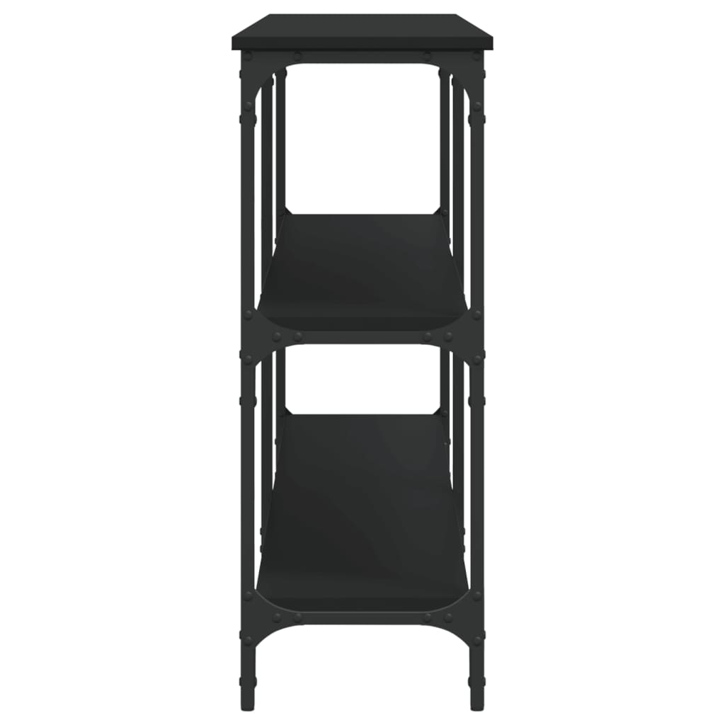Black Engineered Wood Console Table - 200x29x75 cm
