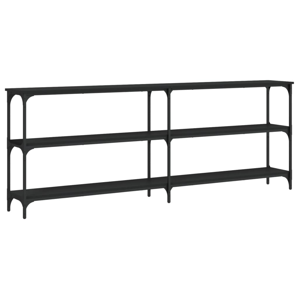 Black Engineered Wood Console Table - 200x29x75 cm
