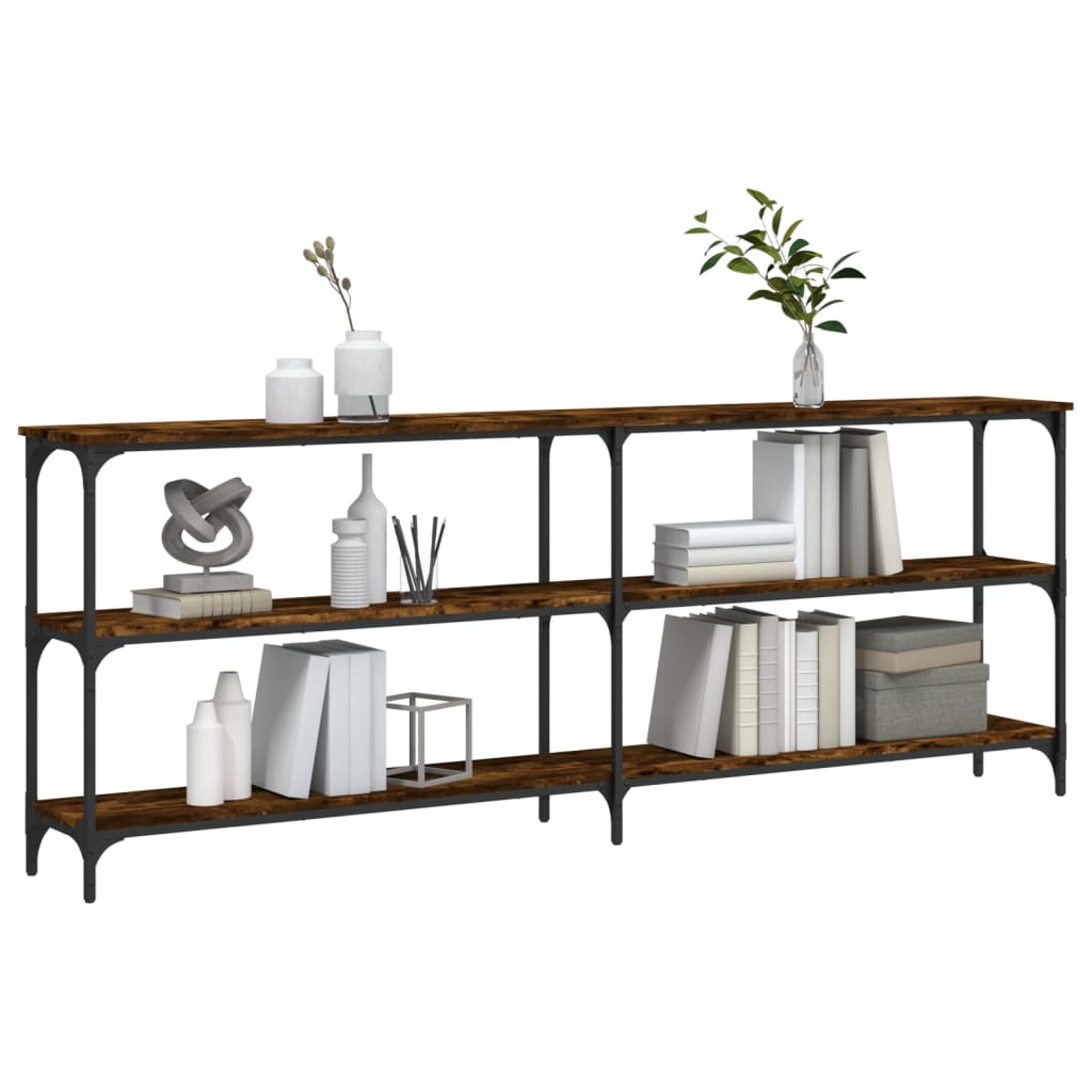 Engineered Wood Console Table - Smoked Oak, 200x29x75 cm