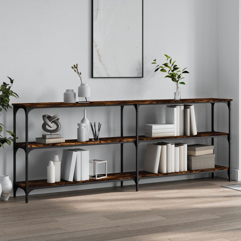 Engineered Wood Console Table - Smoked Oak, 200x29x75 cm