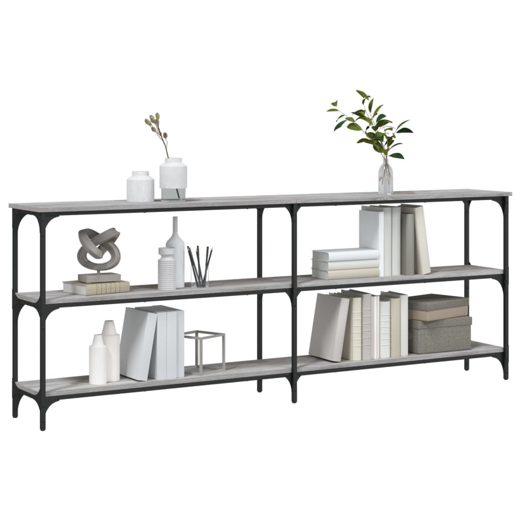Sonoma Grey Console Table - Engineered Wood, 200x29x75 cm