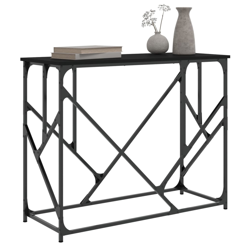 Black Engineered Wood Console Table - 100x40x80 cm