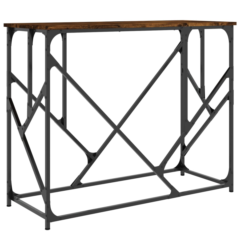 Smoked Oak Console Table - Engineered Wood, 100x40x80 cm