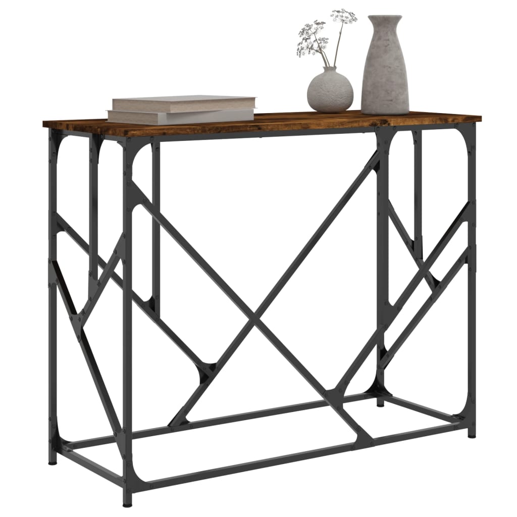 Smoked Oak Console Table - Engineered Wood, 100x40x80 cm