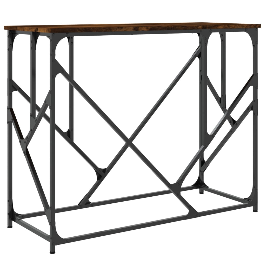 Smoked Oak Console Table - Engineered Wood, 100x40x80 cm