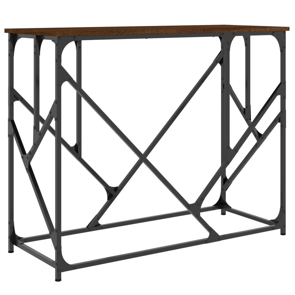 Brown Oak Console Table - Engineered Wood, 100x40x80 cm