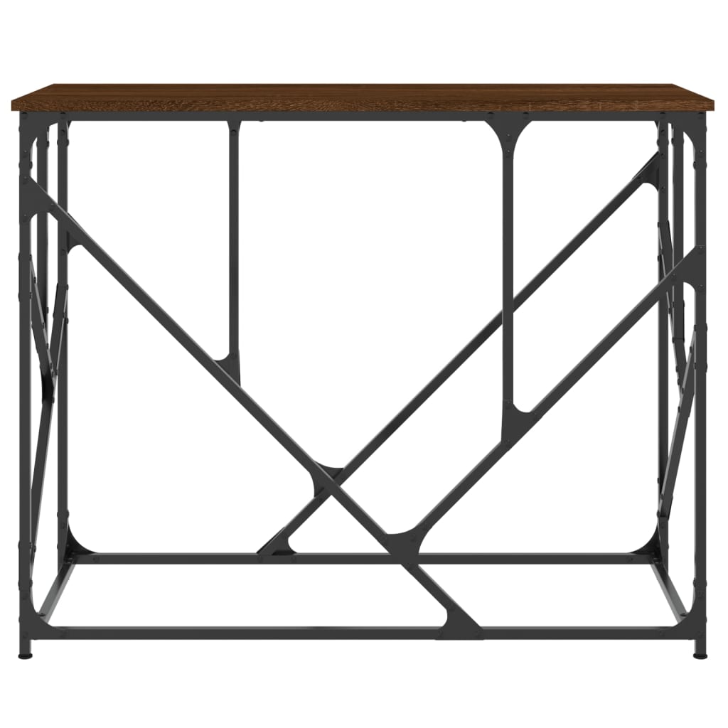 Brown Oak Console Table - Engineered Wood, 100x40x80 cm